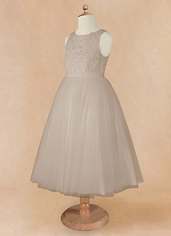 Azazie Calla Flower Girl Dresses Frost Ball-Gown Lace Tulle Dress image9
