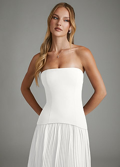 Azazie Alex Bridesmaid Dresses White A-Line Corset Chiffon Dress image8
