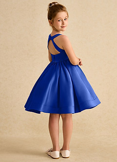 Azazie Julietta Flower Girl Dresses Royal Blue Ball-Gown Convertible Tulle Dress image8