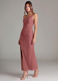 Azazie Eren Robes de demoiselle d'honneur Robe Sirène en Mousseline de soie Une épaule Améthyste image5