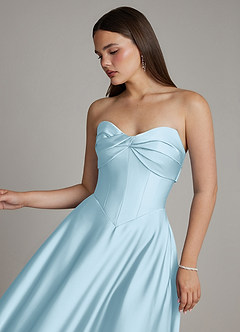 Azazie Meleena Bridesmaid Dresses Sky Blue A-Line Strapless Stretch Satin Dress image4