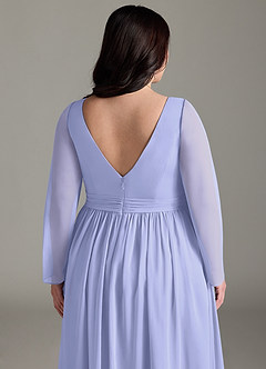 Azazie Teton Maternity Bridesmaid Dresses A-Line Long Sleeve Chiffon Floor-Length Dress image13