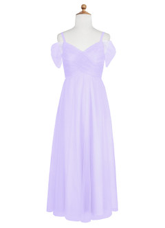 Azazie Jeyne A-Line Off the Shoulder Tulle Floor-Length Junior Bridesmaid Dress image6