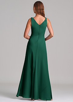 Azazie Nerine Brudtärnklänningar Klä av A-Linje i Chiffong Plisserad Smaragdgrön image5