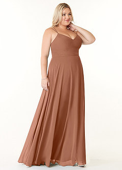 Azazie Janine Bridesmaid Dresses Bronzer A-Line V-Neck Chiffon Dress image8
