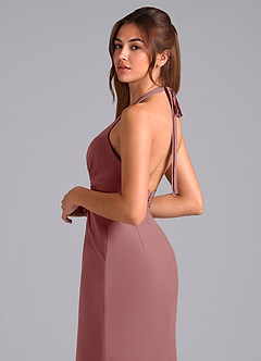 Azazie Valerie Bridesmaid Dresses Desert Rose Mermaid Pleated Chiffon Dress image2