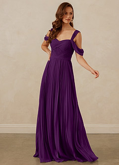 Christian Siriano Bridal for Azazie 1013 Bridesmaid Dresses Grape A-Line Off the Shoulder Chiffon Dress image7
