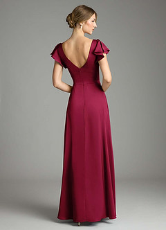 Azazie Omari Bridesmaid Dresses Burgundy A-Line Stretch Satin Dress image2