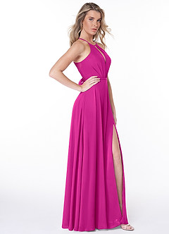 Azazie Evalleen Bridesmaid Dresses Fuchsia A-Line Pleated Chiffon Dress image5