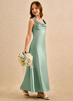 Azazie Raspberry Girls Formal Flower Girl Klänningar Klä A-Line i Stretch Satin Plisserad image3