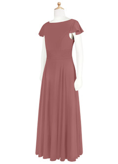 Azazie Payton Junior Desert Rose A-Line Bow Chiffon Dress image8