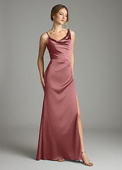 Azazie Samara Bridesmaid Dresses Amethyst Mermaid Pleated Stretch Satin Dress image4