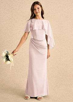 Azazie Bowie Girls Formal Flower Girl Klänningar Klänning Sjöjungfru i Stretch Satin Plisserad image5