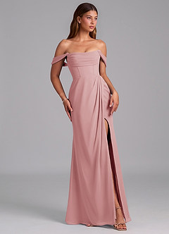 Azazie Johana Abiti da Damigella Abito Convertibile Sirena in Chiffon a Spalla Scoperta Rosa Polverosa image6