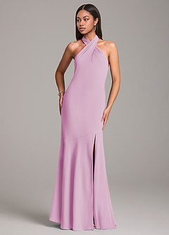 Azazie Lorena Abiti da Damigella Abito Sirena in Chiffon Plissettato Rosa Confetto image4