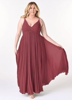 Azazie Raychelle Bridesmaid Dresses Merlot A-Line V-Neck Chiffon Dress image7