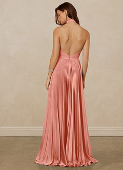 Christian Siriano Bridal for Azazie 1007 Bridesmaid Dresses Coral A-Line Pleated Stretch Satin Dress image6