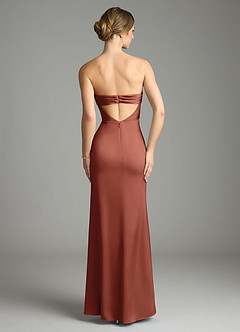 Azazie Leonis Bridesmaid Dresses Auburn Mermaid Pleated Stretch Satin Convertible Dress image2