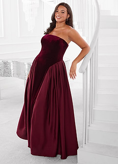 Barbie™ ❤ AZAZIE 4011 Strapless Velvet and Stretch Satin A-Line Dress image11