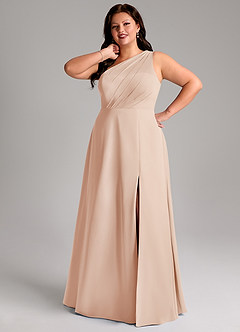 Azazie Phaedra Bridesmaid Dresses English Rose A-Line One Shoulder Chiffon Dress image15