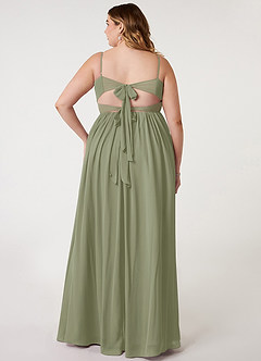 Azazie Zeya Brautjungfernkleider A-Linie V-Hals Gefaltet Chiffon Kleid Pistazie image7