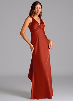 Azazie Hati Brautjungfernkleider Meerjungfrau-Linie Stretch-Satin Kleid Rost image4