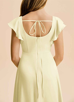 Azazie Bondi Junior Lemon Sorbet A-Line Side Slit Stretch Satin Dress image6