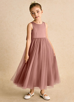 Azazie Solia Flower Girl Dresses Cedar Rose Ball-Gown Bow Tulle Dress image4