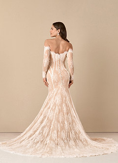 Azazie Katherine Robes de mariée Robe Sirène en Tulle Épaule décolletée Diamant Nude image4