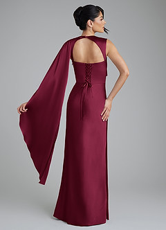 Azazie Taj Bridesmaid Dresses Burgundy Mermaid Corset Stretch Satin Dress image2