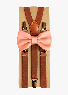 front Matching Matte Satin Pre-Tied Bow Tie & Suspenders Set
