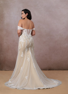Azazie Roux Probar vestidos en casa Vestido de Diamante Blanco de Satén de Sirena con Lentejuela image11