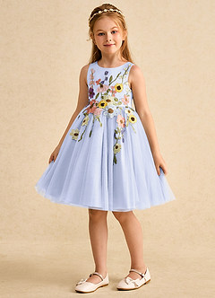 Azazie Prima Flower Girl Dresses Lavender A-Line Bow Tulle Dress image5