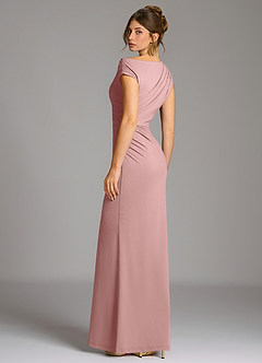 Azazie Nazanin Robes de demoiselle d'honneur Robe Sirène en Jersey extensible de qualité supérieure Épaules dénudées Rose Poussiéreuse image6