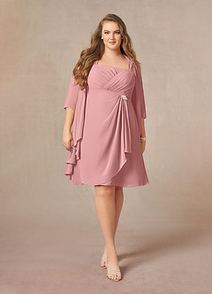 Azazie Olivia Mother of the Bride Dresses Dusty Rose A-Line Square Neckline Pleated Chiffon Dress image7