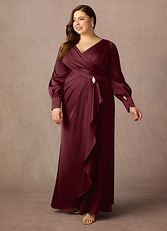 Azazie Petrina Klänningar till brudens mor Klä Sjöjungfru i Stretch Satin Plisserad Cabernet image6