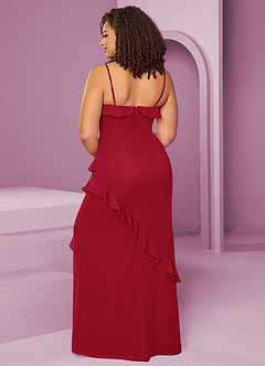 Barbie ♥ Azazie Brautjungfernkleider Etui Chiffon Kleid Scharlachrot image10