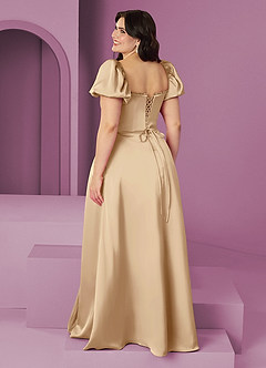 Barbie ♥ Azazie Bridesmaid Dresses Champagne A-Line Ruched Stretch Satin Dress image11