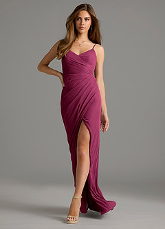 Azazie Maci Bridesmaid Dresses Mulberry Sheath Pleated Mesh Dress image6