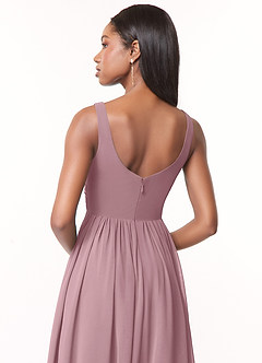 Azazie Keyla Bridesmaid Dresses Dusty Rose A-Line V-Neck Pleated Chiffon Dress image4