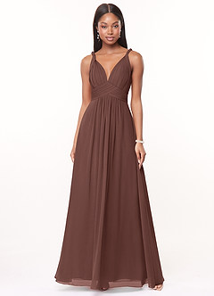 Azazie Maren Final Sale Desert Rose A-Line Pleated Chiffon Dress image1