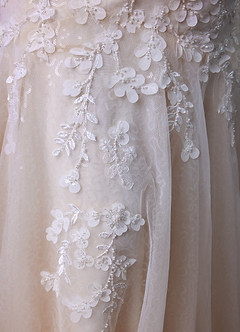 Azazie Chelley Vestidos de novia Vestido Blanco Diamante Nude de Tul de Corte Sirena con Palabra de honor image7