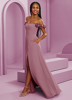 Barbie ♥ Azazie Bridesmaid Dresses Vintage Mauve A-Line Off the Shoulder Chiffon Convertible Dress image6