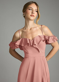 Azazie Lyra Vestidos de damas de honor Vestido de Rosetón de Satén Elástico de Corte en A Convertible con Vestidos sin tirantes image11