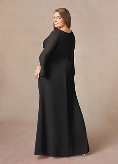 Azazie Belinda Mère de la mariée Robes Robe Trapèze en Mousseline de soie Col V plissé Noir image9