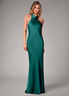 Azazie Velli Bridesmaid Dresses Peacock Mermaid Stretch Satin Dress image4