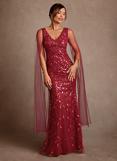 Azazie Arizona vestidos de madre de la novia Vestido de Cabernet de Tul de Corte Recto con Encaje image2