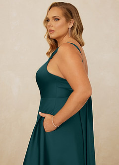 Christian Siriano Bridal for Azazie 1001 Bridesmaid Dresses Pine A-Line Sweetheart Neckline Stretch Satin Dress image13