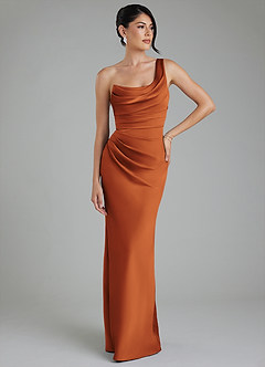 Azazie Sabrina Bridesmaid Dresses Cinnamon Mermaid Corset Stretch Satin Dress image7