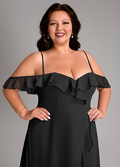 Azazie Lyra Bridesmaid Dresses Black A-Line Chiffon Convertible Dress image17